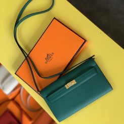 Hermes Kelly Classique To Go Wallet In Malachite Epsom Calfskin JM582CD19