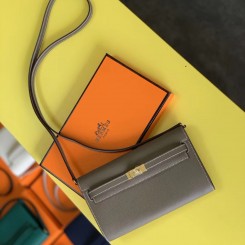 Hermes Kelly Classique To Go Wallet In Taupe Epsom Calfskin JM489BF80