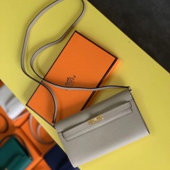 Hermes Kelly Classique To Go Wallet In Tourterelle Epsom Calfskin JM1619hs91