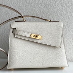 Hermes Kelly En Desordre 20 Handmade Bag In Craie Epsom Calfskin JM2019hT91