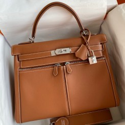 Hermes Kelly Lakis 32 Handmade Bag In Gold Swift Calfskin JM106Kd37