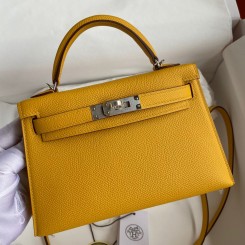 Hermes Kelly Mini II Sellier Handmade Bag In Jaune Ambre Epsom Calfskin JM1449WE81