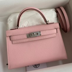 Hermes Kelly Mini II Sellier Handmade Bag In Rose Sakura Epsom Calfskin JM1826Hd99