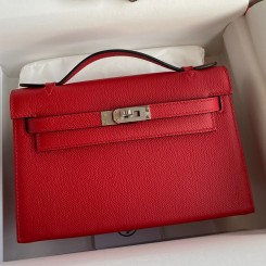 Hermes Kelly Pochette Handmade Bag In Red Epsom Calfskin JM1828Yd28