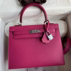 Hermes Kelly Sellier 25 Handmade Bag In Rose Purple Epsom Calfskin JM1064Bo39