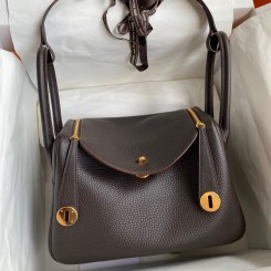 Hermes Lindy 26 Handmade Bag In Ebene Clemence Leather JM579OG45