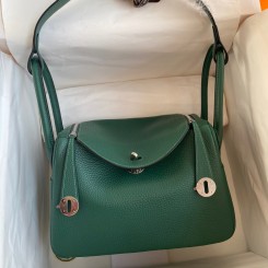Hermes Lindy 26 Handmade Bag In Malachite Clemence Leather JM778Mq48
