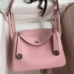 Hermes Lindy 26 Handmade Bag In Rose Sakura Clemence Leather JM1521Jc39