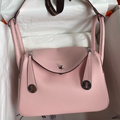 Hermes Lindy 26 Handmade Bag In Rose Sakura Swift Calfskin JM1105xJ94