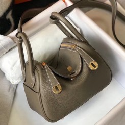 Hermes Lindy Mini Bag In Taupe Clemence Leather GHW JM1464kv47
