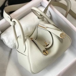 Hermes Lindy Mini Bag In White Clemence Leather GHW JM1183Oq54