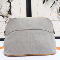 Hermes Medium Bolide Travel Case In Grey Cotton JM863Nr89