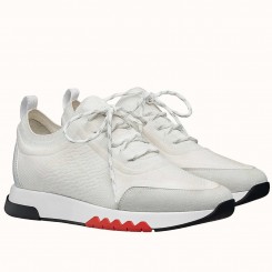 Hermes Men's Addict Sneakers In White Knit JM1863jo45