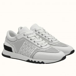 Hermes Men's C-Addict Sneakers In White Perforated Calfskin JM438KV93