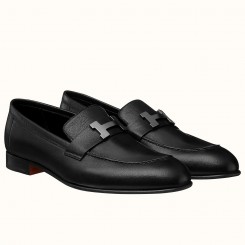 Hermes Men's Paris Loafers In Black Calfskin JM1767Sy67
