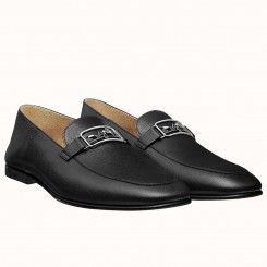 Hermes Men's Tenor Loafers In Black Calfskin JM806Hv51
