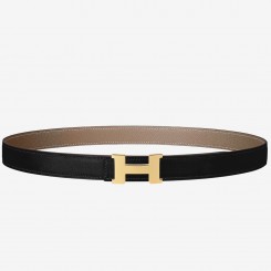 Hermes Mini Constance 24mm Reversible Belt Black/Taupe JM1403xJ94