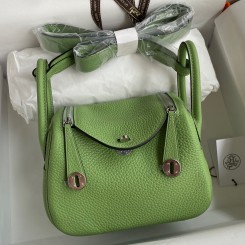 Hermes Mini Lindy Handmade Bag In Vert Cypres Clemence Leather JM1704de71