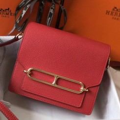 Hermes Mini Sac Roulis 18cm Bag In Red Evercolor Calfskin JM1052uw21