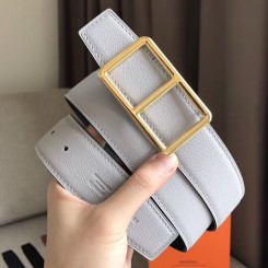 Hermes Officier Belt Buckle & White 38MM Strap JM947Ym74