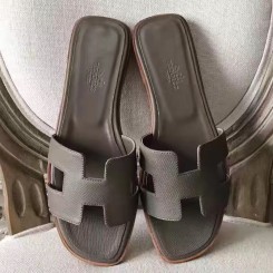 Hermes Oran Sandals In Etoupe Epsom Leather JM1308tZ32