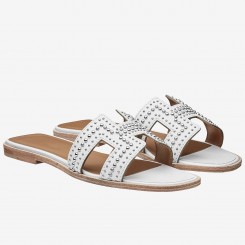 Hermes Oran Studs Sandals In White Leather JM11dM16
