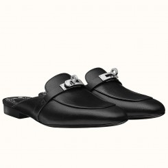 Hermes Oz Mules In Noir Calfskin JM202ZZ98