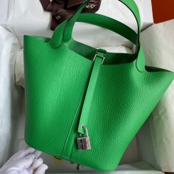 Hermes Picotin Lock 18 Handmade Bag in Bambou Clemence Leather JM464JB13
