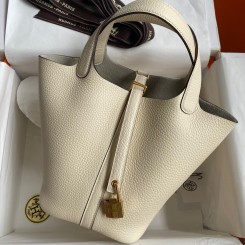 Hermes Picotin Lock 18 Handmade Bag in Nata Clemence Leather JM807xJ94