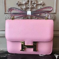 Hermes Pink Constance MM 24cm Epsom Leather Bag JM45Qv86