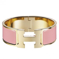 Hermes Pink Enamel Clic Clac H PM Bracelet JM351Ym74