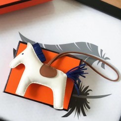 Hermes Rodeo Horse Bag Charm In Rose Red/Camarel/Ruby Leather JM1644Av26