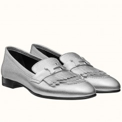 Hermes Royal Loafers In Silver Metallic Lambskin JM681fo19