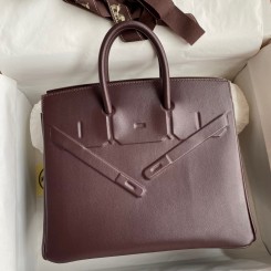 Hermes Shadow Birkin 25 Limited Edition Bag In Chocolat Swift Calfskin JM2077Oq54