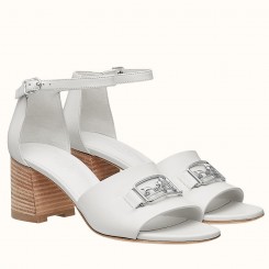 Hermes Viaggio 60MM Sandals In White Leather JM615bW68