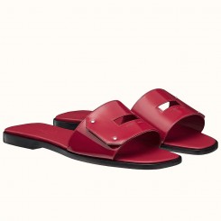 Hermes View Sandals In Ruby Patent Leather JM688aM39