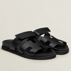 Hermes Women's Chypre Sandals In Black Calfskin JM466nV16