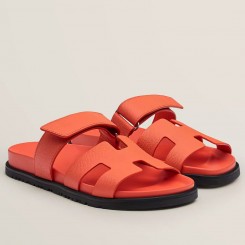 Hermes Women's Chypre Sandals In Orange Epsom Calfskin JM1580sf78
