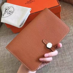High Quality Hermes Dogon Duo Wallet In Gold Clemence Leather JM940tU17