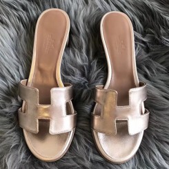 High Quality Hermes Oasis Sandals In Champagne Swift Leather JM1536tU17