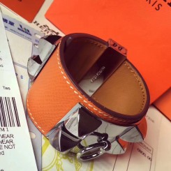 Hot Hermes Orange Epsom Collier de Chien Bracelet Size S JM1710Oa46