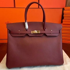 Imitation Hermes Birkin 40 Handmade Bag In Bordeaux Epsom Leather JM1818sd97