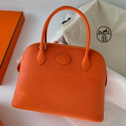 Imitation Hermes Bolide 1923 27 Handmade Bag In Orange Epsom Calfskin JM1752Lv15