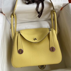 Imitation Hermes Lindy 26 Handmade Bag In Jaune Poussin Clemence Leather JM1181fM13