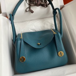 Imitation Hermes Lindy 26 Handmade Bag In Vert Bosphore Clemence Leather JM972Nj42