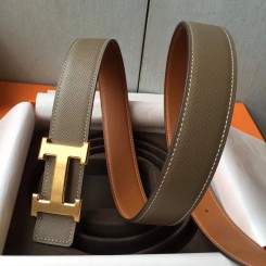 Imitation High Quality Hermes H Belt Buckle & Taupe Epsom 32 MM Strap JM1392Ki36