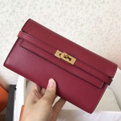 Knockoff Cheap Hermes Kelly Classic Long Wallet In Ruby Epsom Leather JM259sm35
