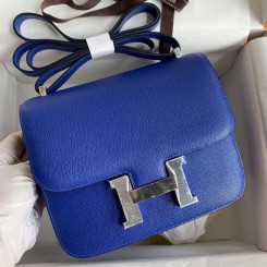 Knockoff Hermes Constance 18 Handmade Bag In Blue Electric Chevre Mysore Leather JM1414pO91