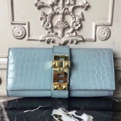 Knockoff Hermes Medor Clutch Bag In Ciel Crocodile Leather JM1101jI43
