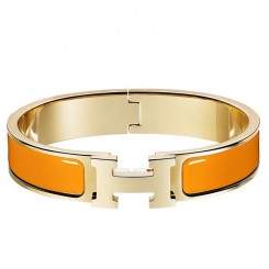 Knockoff Hermes Orange Enamel Clic H PM Bracelet JM1712pO91